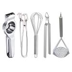 DreamBasket Lemon Squeezer & Pakkad & Egg Whisk & Roti Chimta & Potato Masher for Kitchen
