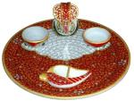 Etsibitsi Simi Marble Pooja Thali Set With Ganesh And Sindoor Chopra Ganesh