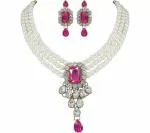 Gyaan Jewels Handmade Gold Plated Alloy Earring and Necklace Set Pink (Women, Girls) (Pack of 1) Free Size