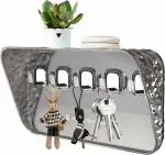 Gatha Sales Key Holder, Key Holder with 5 Hooks, Key Organizer Wall Storage Shelf, Key Board, No Drilling, Wall Mounting for Keys, Storage at Entrance (Grey)