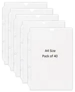 Shining Zon PVC Margin Punch Folder File Plastic Sheet Thick Sleeves Folder File for A4 Size Document Certificate with 2 Punch Holes & Tab Cut Transparent (Pack of 40)