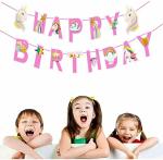 SHANAYA Unicorn Theme Happy Birthday Paper Hanging Bunting Banner (13 Pieces Card)