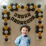 SpecialYou.in Black and white balloon theme Birthday Decoration item kit for boys and man includes Yellow, white and black Balloons with black HBD Banner and an arch tape to make beautiful balloon garland -63Pcs