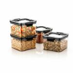 VNS Store and Lock Air Tight Square Shape Kitchen Storage Container,Leak Proof Locking Lid,Fridge Cereal Dispenser,Food Storage container (4)