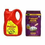 Pansari 5L and 5 KG Kachi Ghani mustard oil and Khana basmati rice