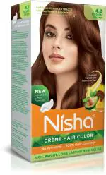 Nisha Creme Hair Color for Women - Natural Brown, 60g+60ml, Long-lasting, 100% Grey Coverage Permanent Hair Colour for Soft, Shiny, Healthy Hair