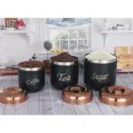 DARAZ Stainless Steel Airtight Kitchen Storage Container with Lid for Tea Coffee & Sugar, Dry Fruit Jars, Storage Box, Set of 3 - Black Copper