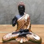 MEHRAS LIFE STYLE Blessing Buddha Statue - Black and Gold - 15 inch, Resin