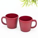 Eha Set of 2 Earth-Friendly Majestic Coffee Mug |375 ml|Made with Rice Husk & Bamboo Fibers|Microwave Safe|Hot & Cold Coffee Cup, Milk & Tea Cup |Matte Finish Mugs for Coffee |Coral
