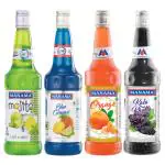 Manama Lime and Mint Syrup, Blue Curacao Syrup, Orange Syrup and Kala Khatta Syrup | 750ML Each | Mixer for Mocktails, Cocktails, Drinks, Juices, Beverages | Pack of 4