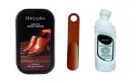 Sheppits Premium Shoe Shiner, Shoe Cleaner (Natural) & Shoe Horn (Maroon) Combo | Shoe Care Kit