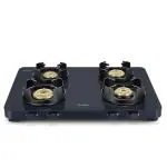 Prestige Edge PEBS 04 Manual Powder Coated with Aluminium Frame 4 Burners Gas Stove, Black
