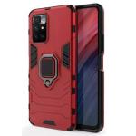 Casotec Armor Mi Redmi 10 Prime 4G Defender Case | Rotating Ring Holder & Kickstand in-Built | Military Grade Armor | 360 Degree Protection Back Cover for Mi Redmi 10 Prime 4G (Red)