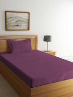 Klotthe Magenta Solid 210 TC Cotton Blend Single Bed Sheet with Pillow Cover