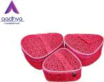 Aavni Red Net Heart Shape 3 kit for makeup, jewellery storage shaving kit for women Special Vanity Box (Red)