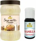 Mr.Kool Vanilla Soya Milk Powder 200gm and Liquid Food Essence Vanilla 20ml.Pack of 2