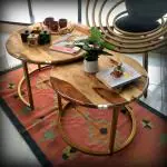 Artlivo Coffee Table Sheesham Solid Wood Nested Set of 2 in 22 & 17 Inches Dia for Living Room Balcony Garden Outdoor Bedroom Gift for Decor Occasion Birthday Wedding