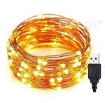 LTETTES Warm White Copper Wire String Lights 5m and 50 Lights