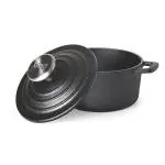 Treo by Milton Cast Iron Casserole with Lid (Black, 920 ml / 14 cm)