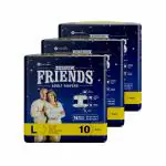 Friends Overnight Adult Diapers Tape Style - 30 Count (Large) with odour lock and Anti-Bacterial Absorbent Core- Waist Size 29.53 - 57.09 Inch ; 75 - 145 Cm