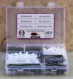 Epi-Torque Counter Sunk Phillip Plus Head Full Threaded Sheet Metal Screws Different Sizes With Matching Rawl Plugs In Single Assortment Box - Stainless Steel Self Tapping (Pack of 205)