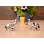 Ashamohar Indian Elephant Trunk Up Showpiece Decorative Items Elephant Statue Home/Office Decorative Showpiece - 6 cm  (Metal, Silver)