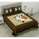 PEPPERFLAME INDIA Premium Super King Size Pure Cotton Double Bedsheet with 2 Pillow Covers Ethnic and traditional bedsheets, Perfect for thick mattress | Carnival Procien Pot Pattern 108*108(Brown)
