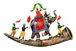 CraftOwl Metal Emboss Painting Designer Royal Elephant Wall Hanging Showpiece Gift Home Decor
