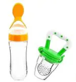 ShopiMoz Baby Spoon Feeding Bottle with Fruit Nibbler Feeder Combo Set