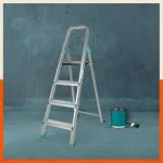 Bathla 4 Step Foldable Aluminium Ladder for Home | 5 Year Warranty and Slip Prevention Steps (Advance Carbon - Teal)