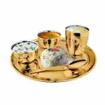 Shri & Sam Diamond Gold Stainless Steel Hammered Thali Set 5 pcs