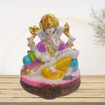 JRG Writing Ganesha Marble Finish Idol Statue (11cms x 8 cms x 12 cms)