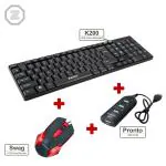 Zebion K200+ Swag + Pronto101 Wired USB Keyboard, Mouse & USB HUB Combo (Black)