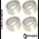 PAQEE Single sided Packaging Tape Adhesive BOPP (2 inch x 65 M) Cello Tape (Manual) (Set of 4, Transparent)