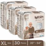 Lyfcare Classic Pull-Up Pants | Waist Size (35-54 Inch) Adult Diapers - XL (30 Pieces)