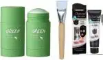 Townplaza Purifying Clay Stick Green Tea Mask, Charcoal Mask Cream and Face Pack Brush