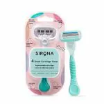 Sirona Hair Removal Razor for Women with Aloe Vera & Vitamin E Lubrication - 1 Pcs with 4 Swedish Stainless Steel Blade & Replaceable Cartridge for Clean & Effective Shave