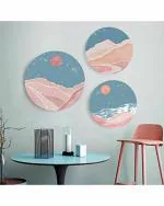 The Artment Your Artistic Apartment Unframed Multicolor Round Canvas Wall Decor 50 cm (Set of 3)