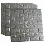 SATYAM KRAFT 4 Pcs PE Foam Wall Stickers 3D Self Adhesive Grey Wallpaper for Living Room, Bedroom, Kitchen, Dinning room, TV walls, Sofa background, Office wall decoration (4 Pieces of Wallpaper covers 22.5 Sq Feet Approx) (76 cm x 69 cm Each Wallpaper)