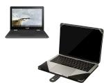 Dorca Black Faux Leather Slim Fit And Magnetic Closure Laptop Case For ASUS Chromebook Flip C214MA-BU0452 11.6 Inch