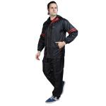 Prince Men Black Polyester Raincoat Boss Reservesable Jackat Waterproof Pant Carring Pouch (Xl)