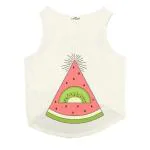 Ruse Watermelon Kiwi Printed Ecru Cotton Cat Sleevless Tank T-Shirt - L