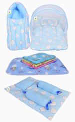 Toddylon New Born Baby Boy's & Baby Girl's Bedding Combo of Net Bed Sleeping Bag Gaddi Set & Sheets Sets