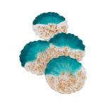 HN HUES Green Pine Topaz Aesthetic Resin Art Round Coasters Handcraft Marble Effect For Multipurpose Use Cups, Mugs, Tea, Coffee Holder Trivets For Home, Office, Living Room - Pack Of 4
