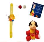 Kavim Kids RAKHI 23333 Plastic (PVC) Rakhi Set (Band led light Rakhi for Kid n 12 cm Teddy Bear n Greeting Card)
