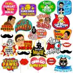 Zyozique Bollywood Funny Photo Booth Props - Bollywood Party Decorations - 23 Pcs