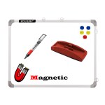 Eduway (Magnetic) 1.5x2 Ft Whiteboard with (Marker, Duster & Magnets)|Sliding Hanging Clip (60x45cm)
