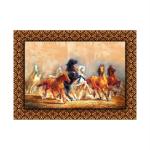 SHASWAT ART Beautiful Lucky Seven Running Horse Painting Sparkle Coated Self Adhesive Wallpaper Without Frame Digital Reprint 16 inch x 22 inch Painting