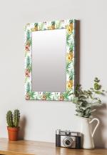 999Store White Rectangular MDF Fruit Flower Pattern Printed Wall Decorative Mirror 14 inch x 20 inch (MirrorSMP191)