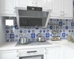 JAAMSO ROYALS White and Blue Small Square Tile DesignVinyl Oil Proof Rust Proof Kitchen Wallpaper (100 CM X 60 CM )
